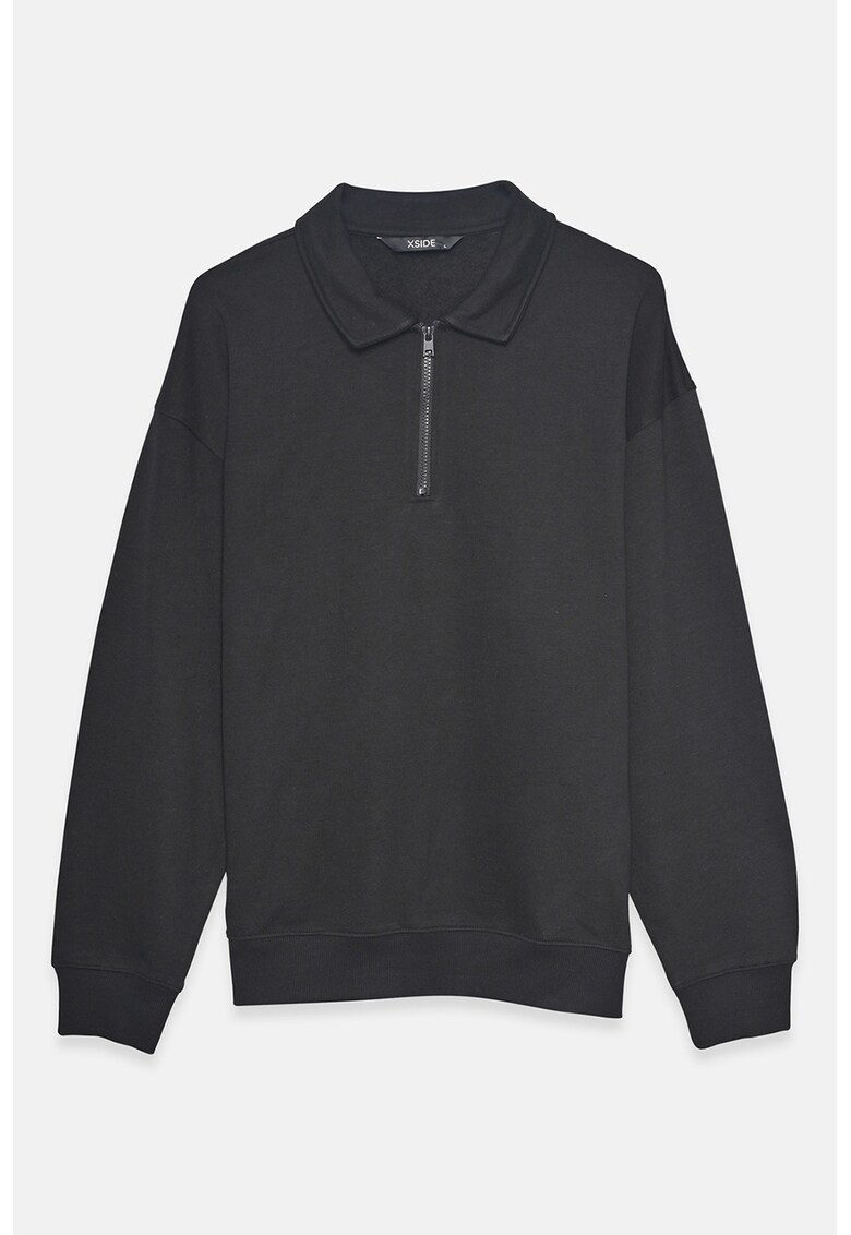 Bluza de trening polo cu croiala lejera - Gri inchis