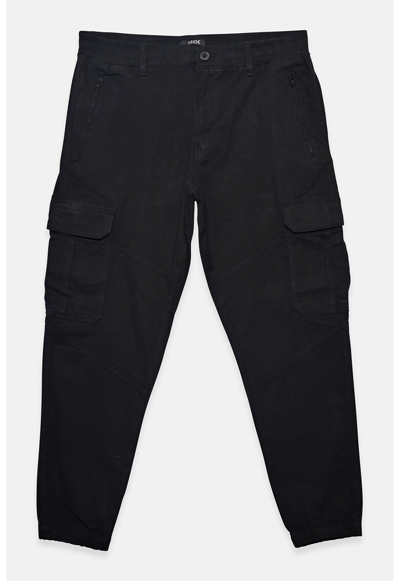 Pantaloni cargo cu croiala conica - Negru