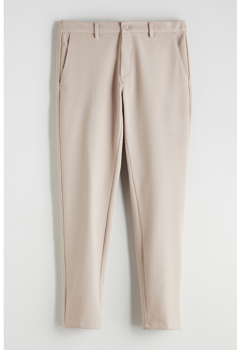 Pantaloni conici cu talie medie si elastica - Bej deschis