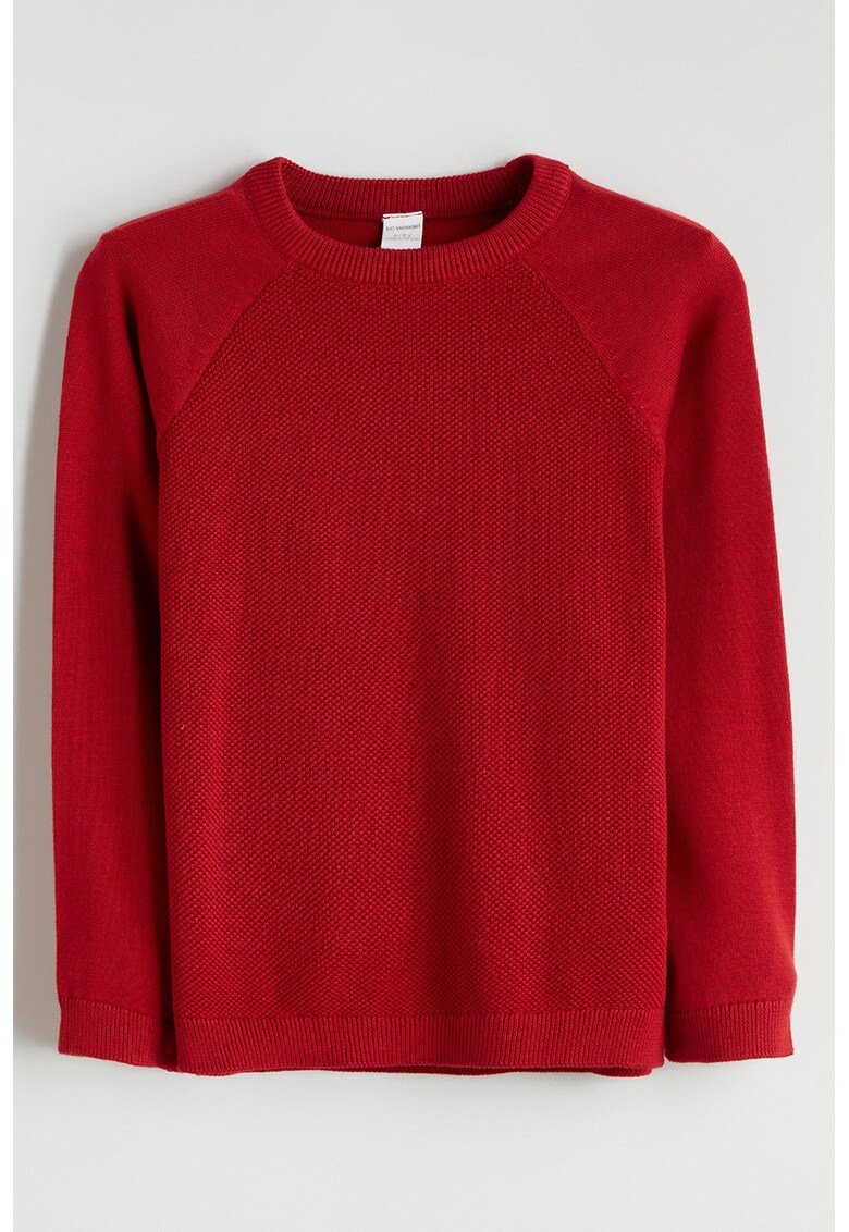 Pulover din bumbac cu maneci raglan - Rosu vermillion