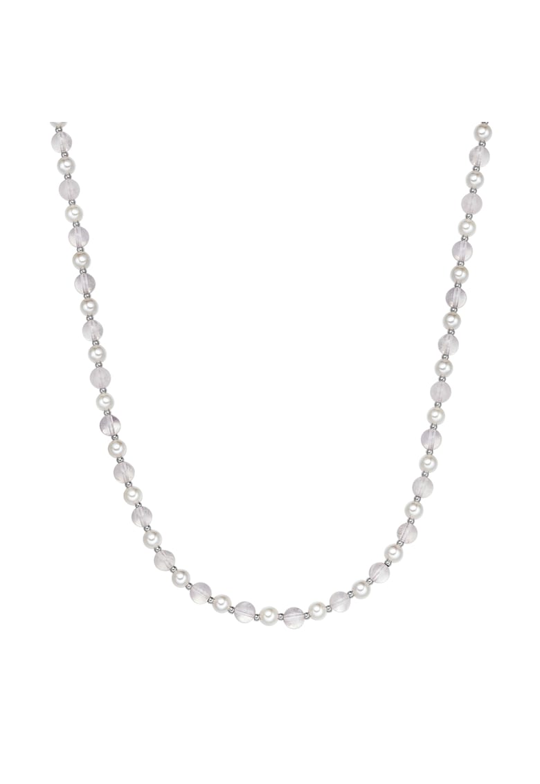 Colier din otel inoxidabil cu perle naturale si quartz