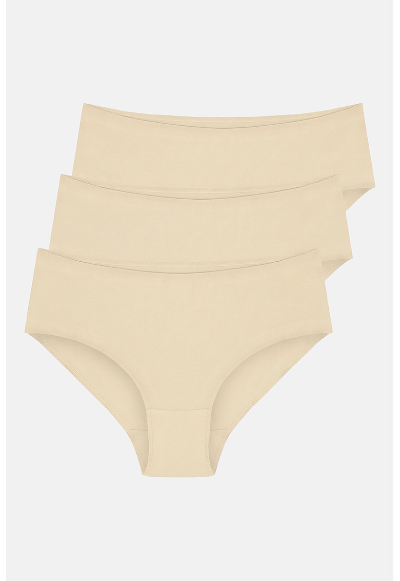 Set de chiloti hipster - 3 perechi - Bej inchis