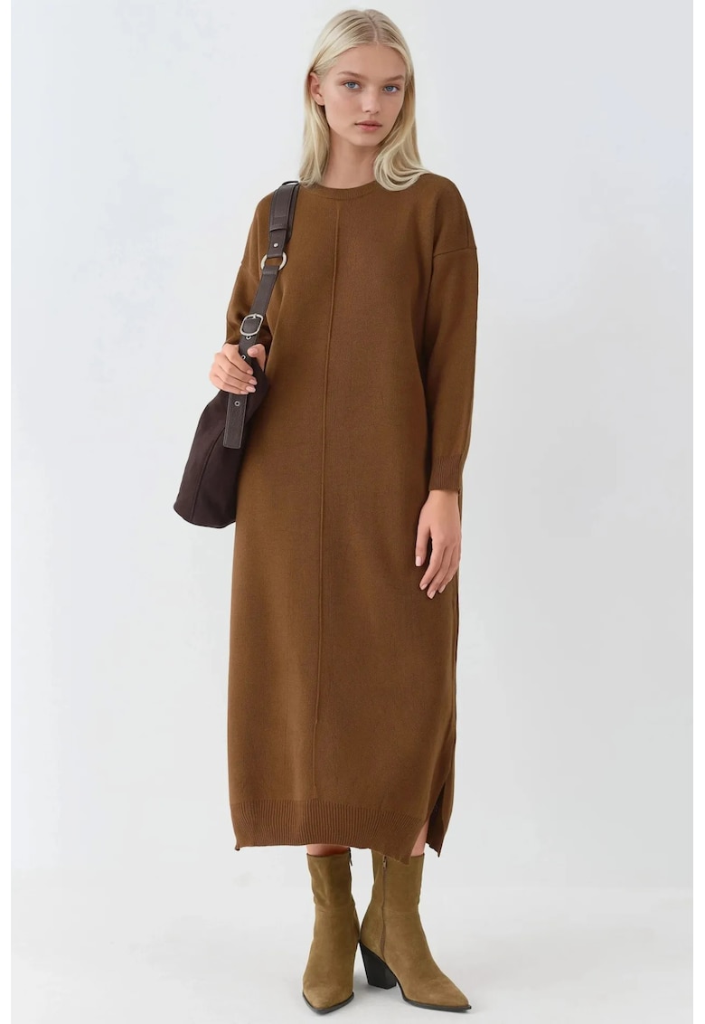 Rochie lunga - tricotata - maro - tricot -