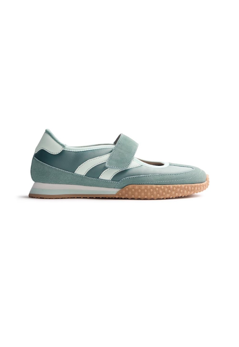 Pantofi casual din piele intoarsa cu bareta cu inchidere velcro Chadron - Verde