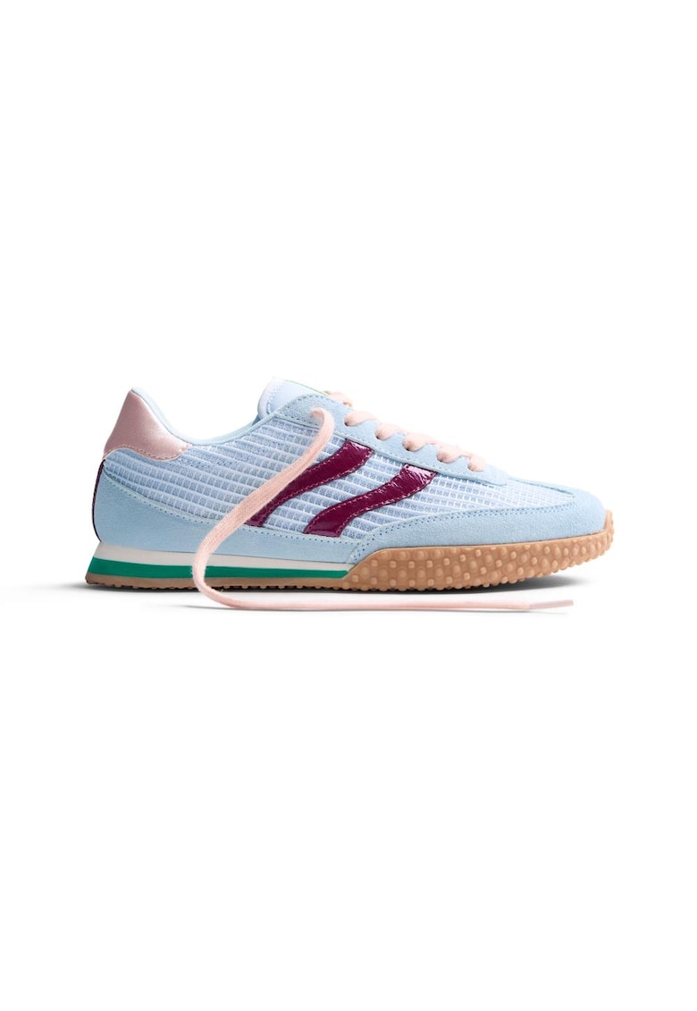 Pantofi sport din piele intoarsa si plasa cu aspect texturat Chacke - Rosu/Albastru