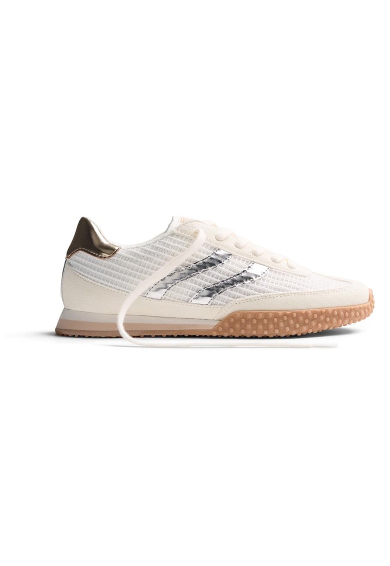 Pantofi sport din piele intoarsa si plasa cu aspect texturat Chacke - Alb murdar