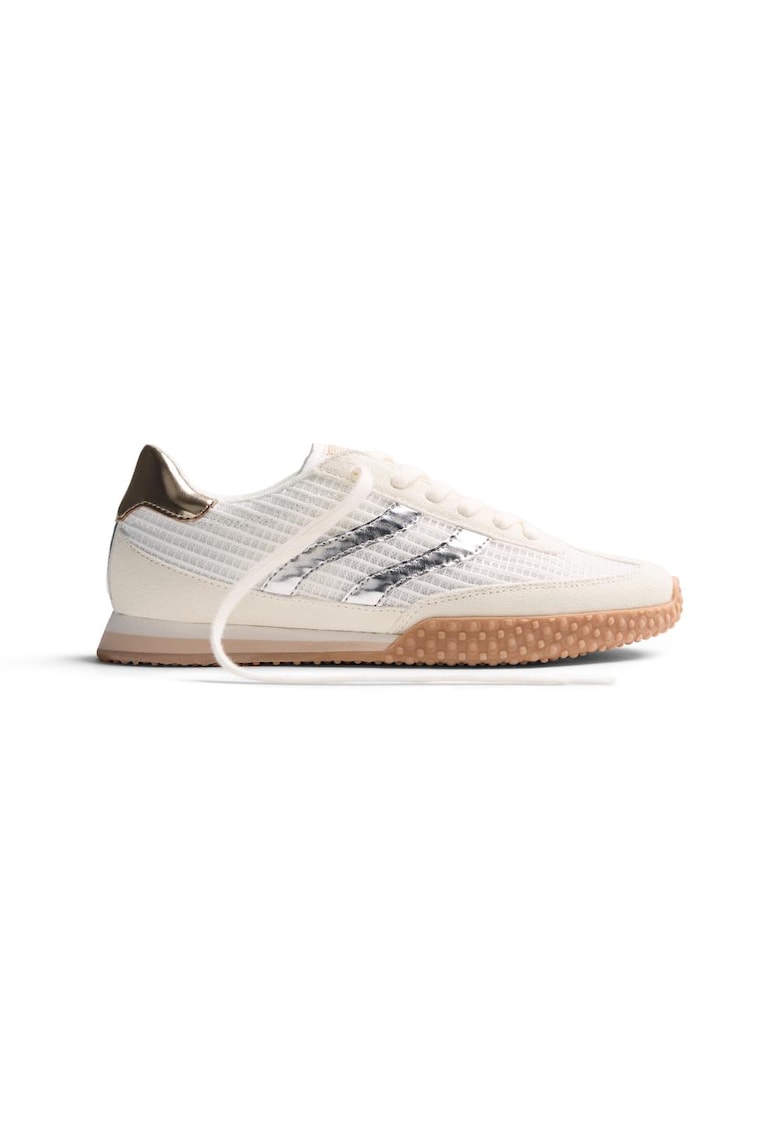 Pantofi sport din piele intoarsa si plasa cu aspect texturat Chacke - Alb murdar