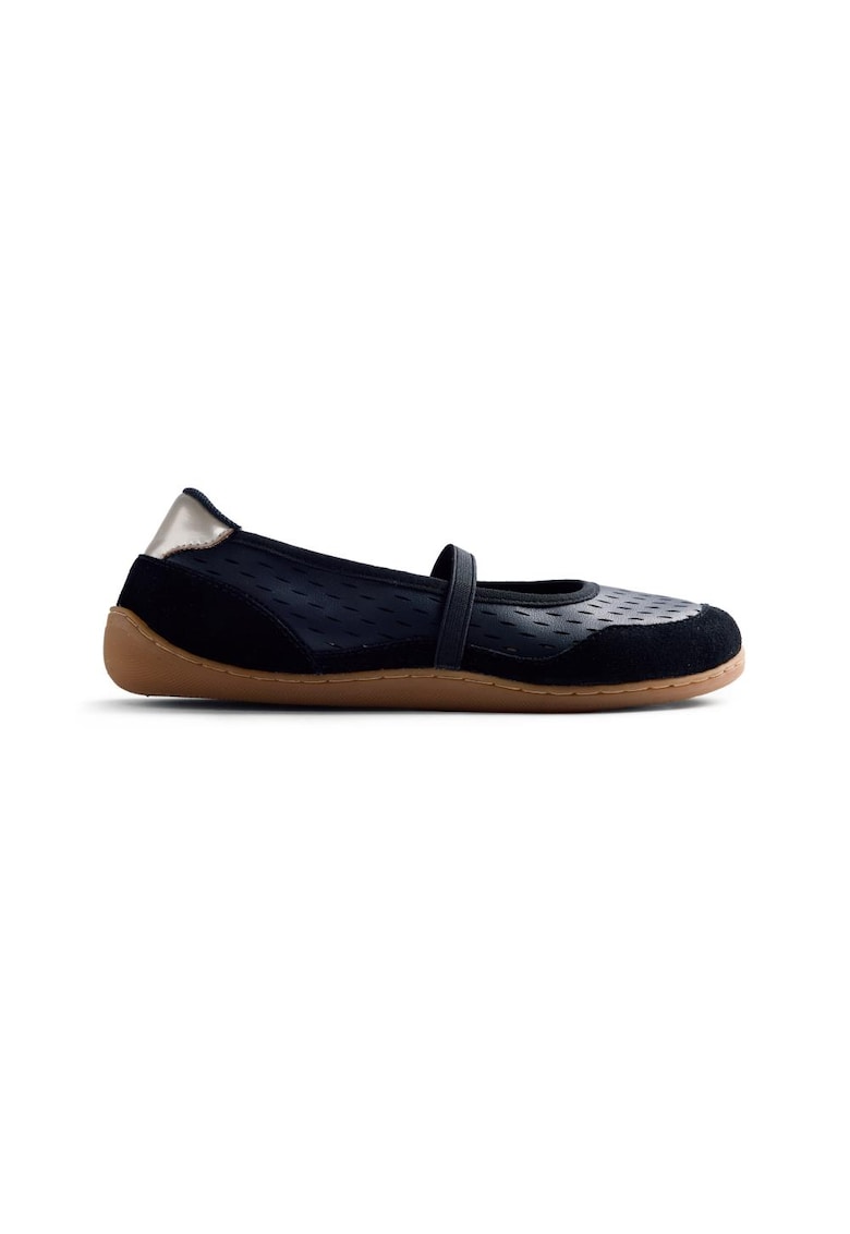 Pantofi din piele cu insertii din piele intoarsa - Negru