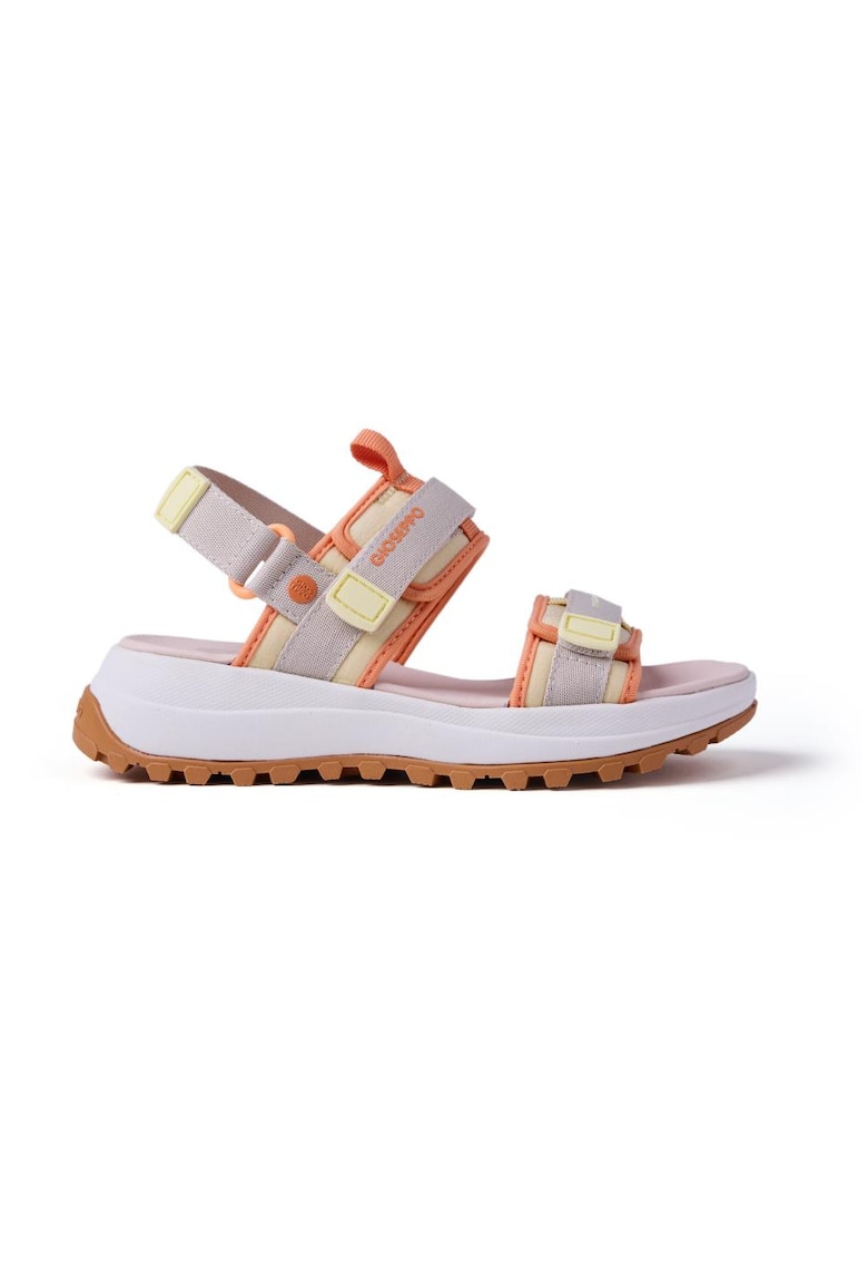 Sandale din material textil cu talpa wedge si inchidere velcro Sporty - Galben