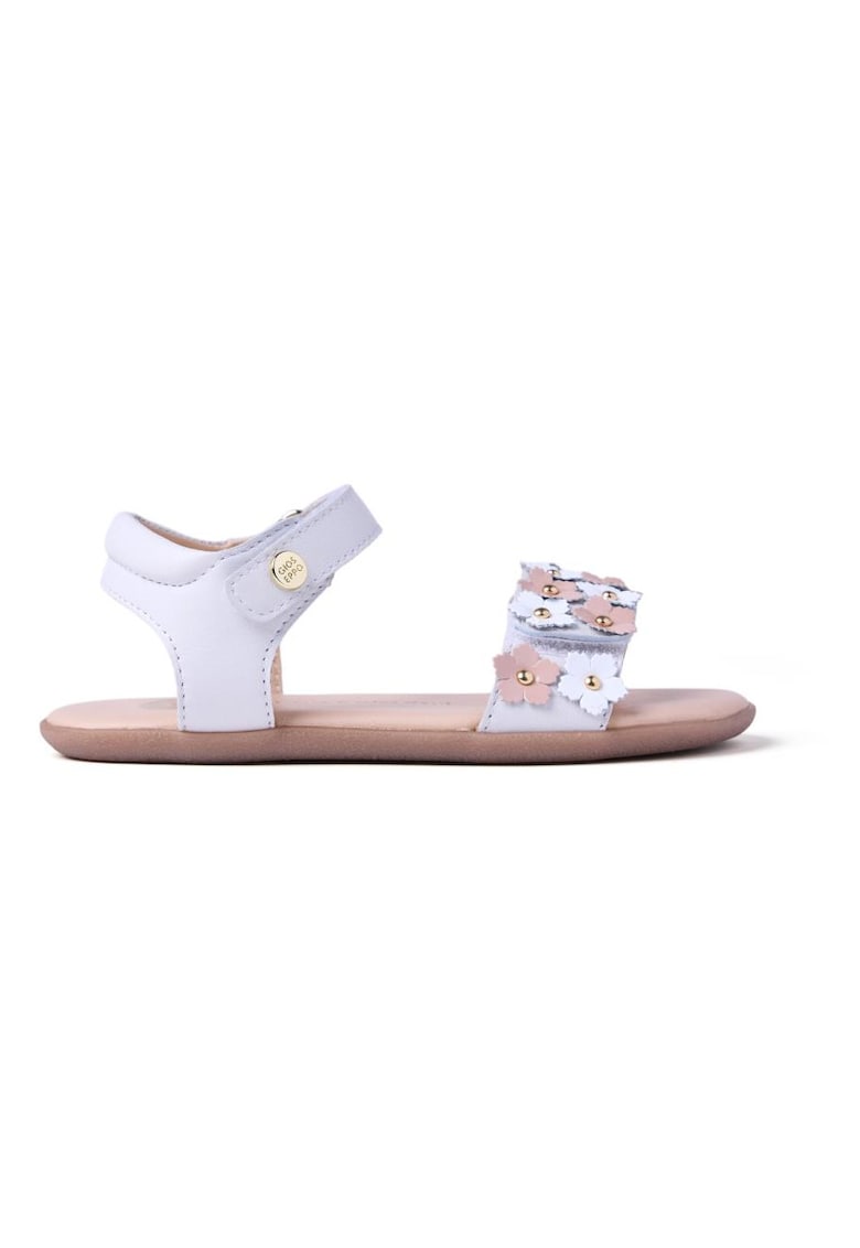 Sandale din piele cu aplicatie cu model floral Loitok - Alb