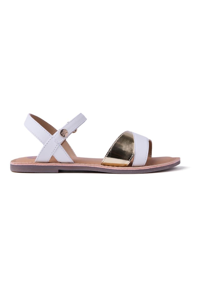 Sandale din piele cu inchidere velcro Awendo - Alb