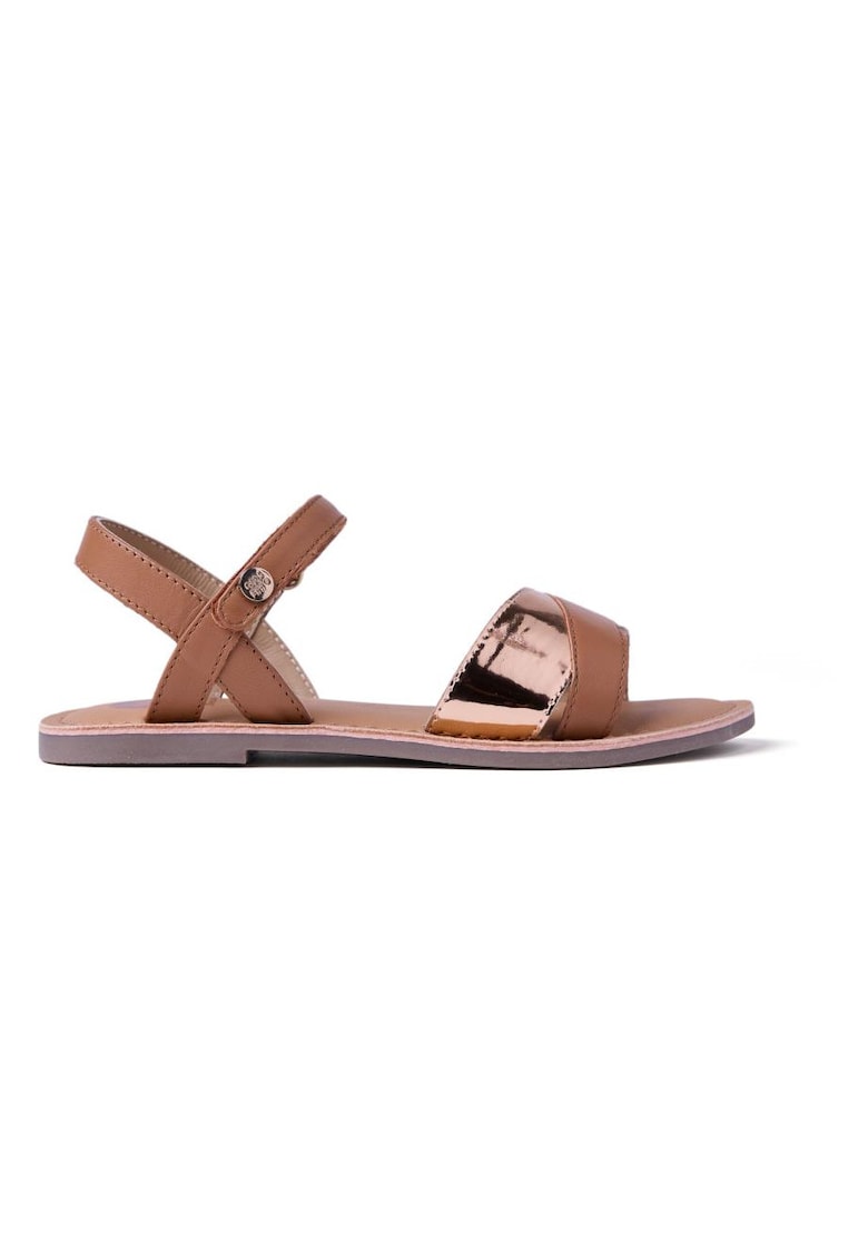 Sandale din piele cu inchidere velcro Awendo - Maro