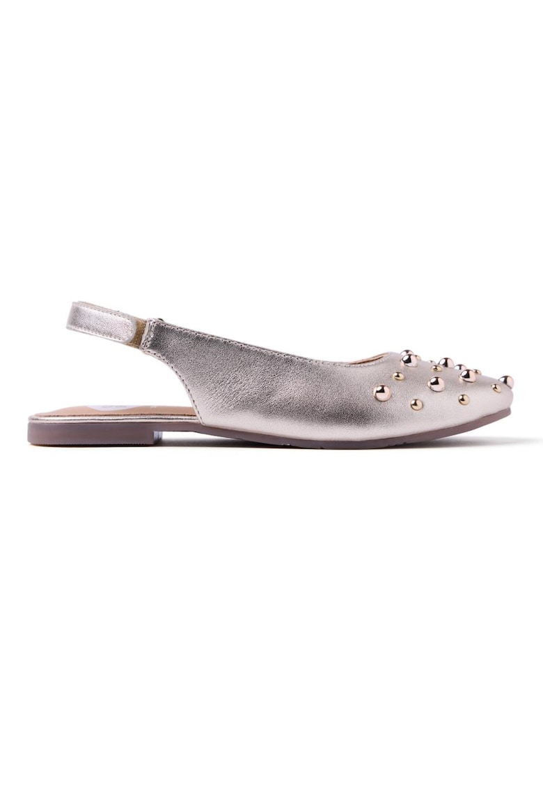 Pantofi slingback din piele cu aplicatii cu nituri - Auriu