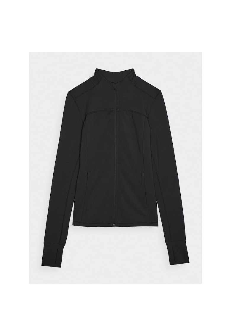 Hanorac Antrenament Femei Slim Fit - Fermoar - Mansete Orificiu - Tehnologie 4Fdry - Antracit - Gri antracit
