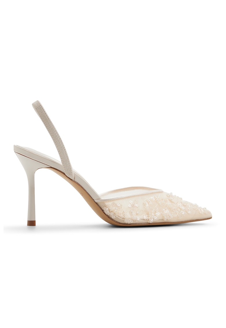 Pantofi slingback cu aplicatie cu paiete Carolina - Crem