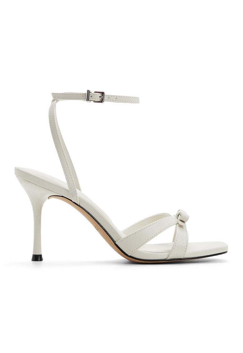 Sandale din piele ecologica cu toc stiletto Leesia - Alb