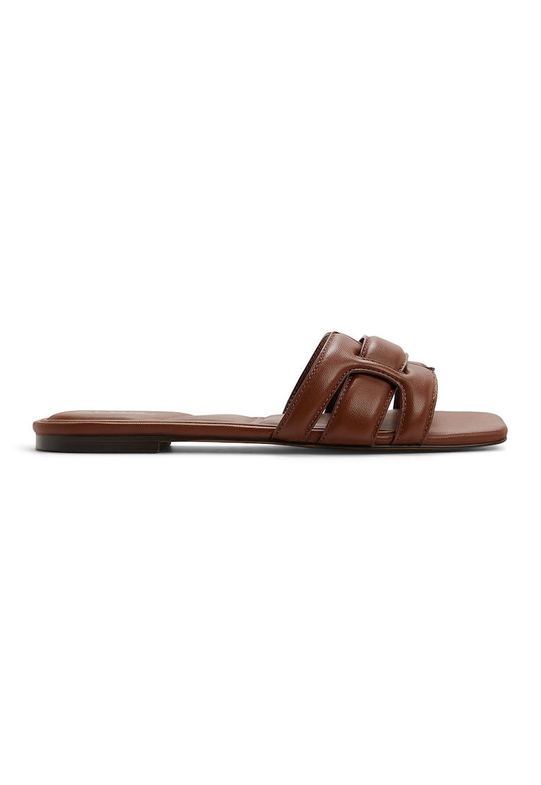 Papuci din piele Elenaria - Maro cognac