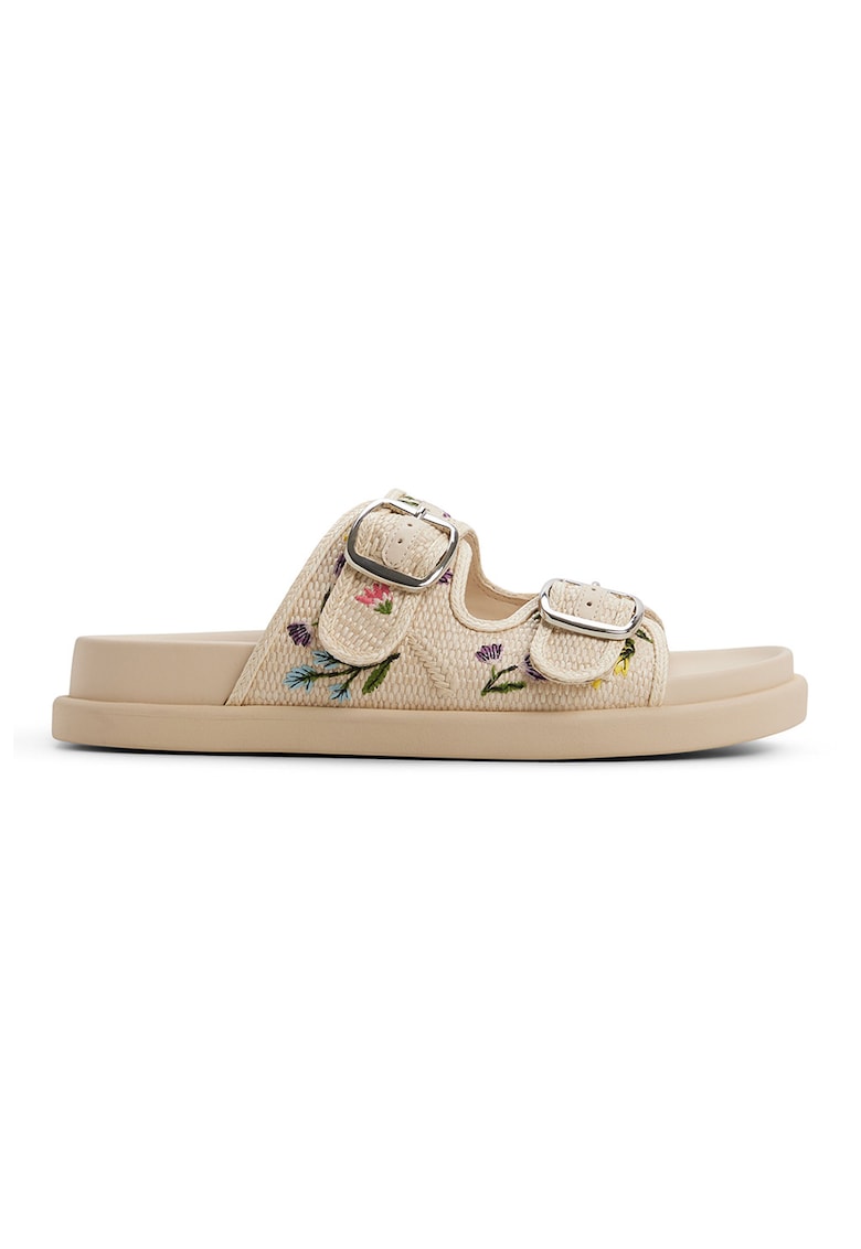 Papuci cu broderii florale Bohochic - Bej