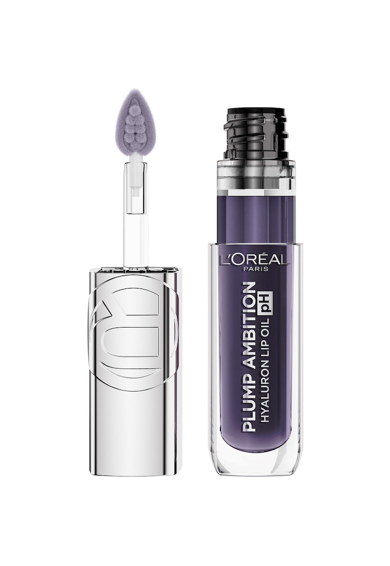 Ulei pentru buze cu efect de volum reactiv la pH Plump Ambition pH Hyaluron Lip Oil - contine Acid Hialuronic si Tri-Peptide - hidrateaza timp de 24 de ore - 5 ml - Berry Noir