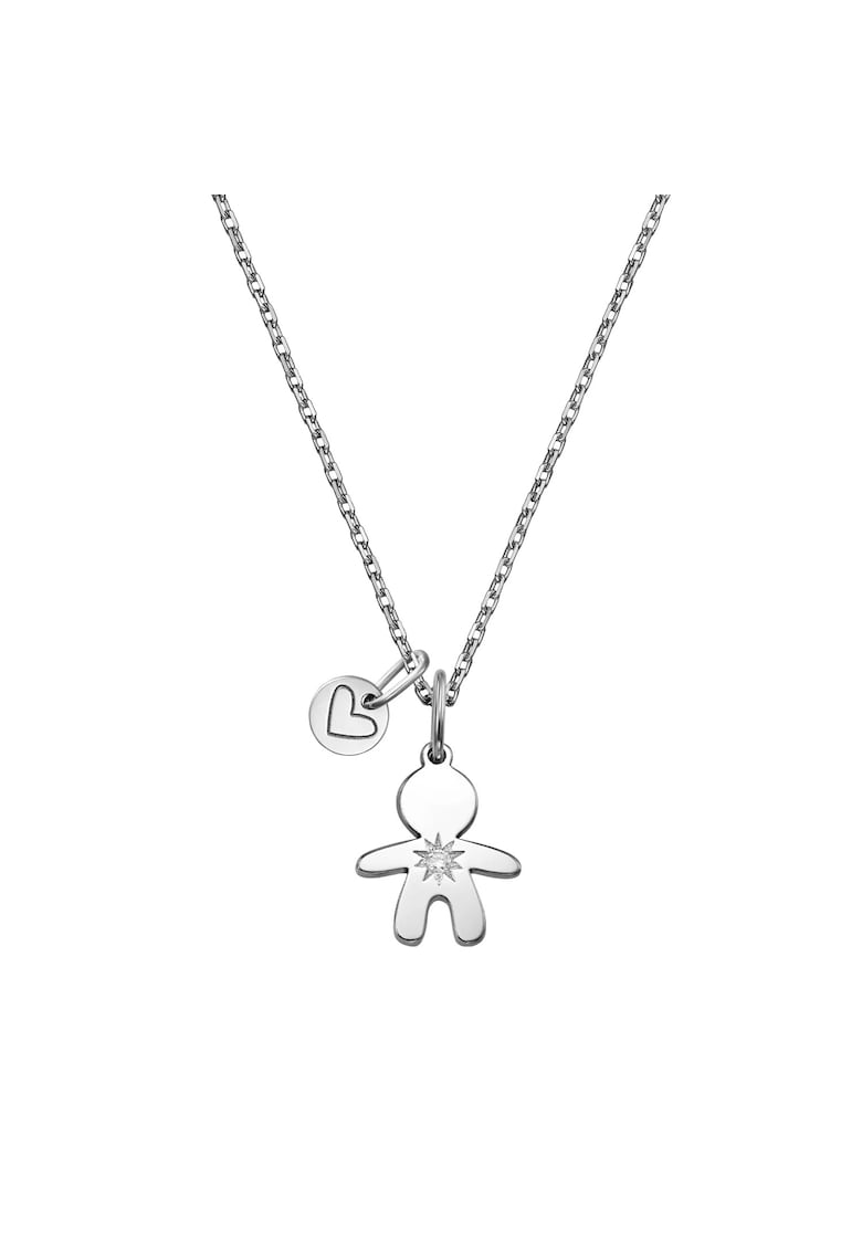 Pandantiv din aur cu diamant Inima & Baietel - Argintiu