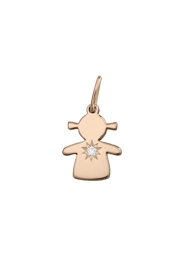 Pandantiv din aur de 14k decorat cu un diamant - Auriu rose