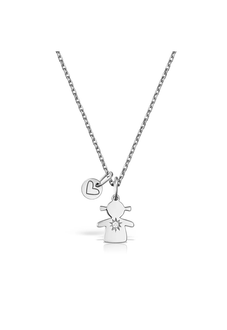 Pandantiv din aur cu un diamant Inima si Fata - Argintiu