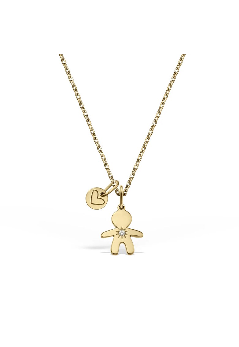 Pandantiv din aur cu diamant Inima & Baietel - Auriu