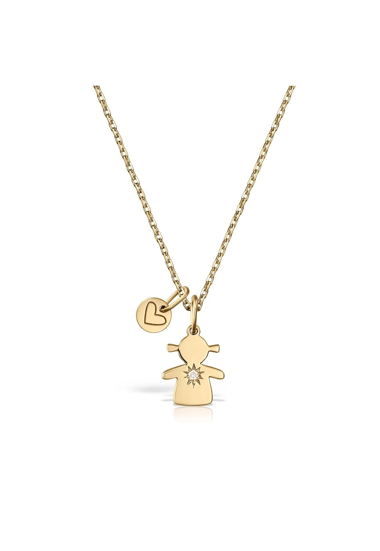 Pandantiv din aur cu un diamant Inima si Fata - Auriu