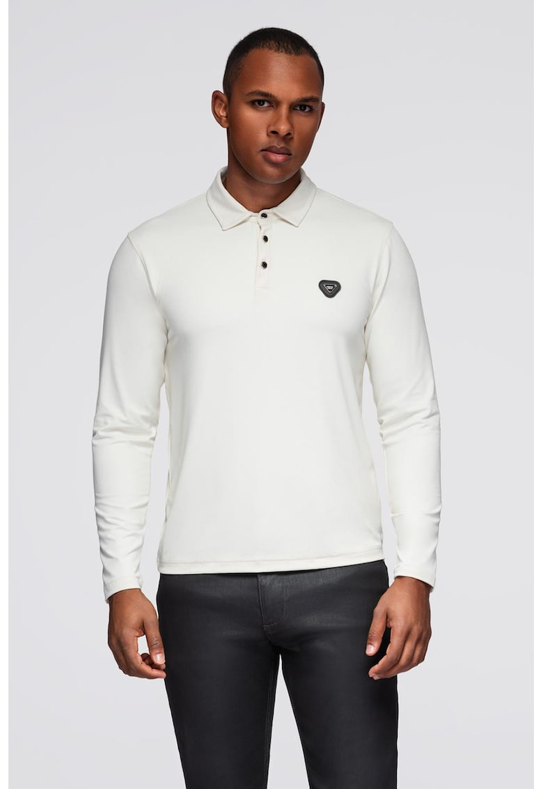 Bluza polo cu model uni - Alb murdar