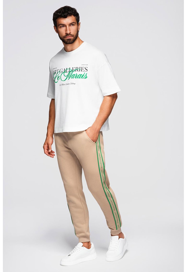 Pantaloni cu snur de ajustare in talie - Verde/Maro camel