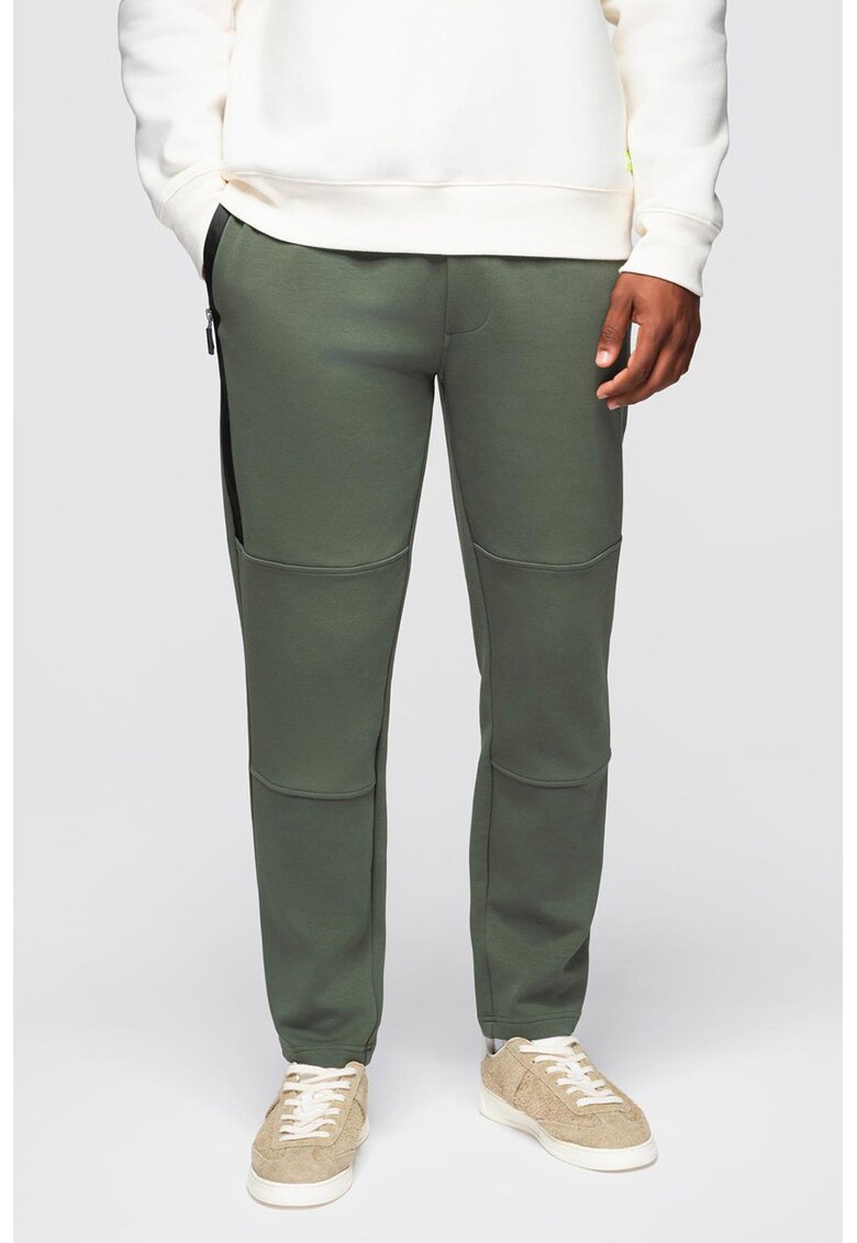 Pantaloni de trening din amestec de bumbac cu snur de ajustare - Kaki pal