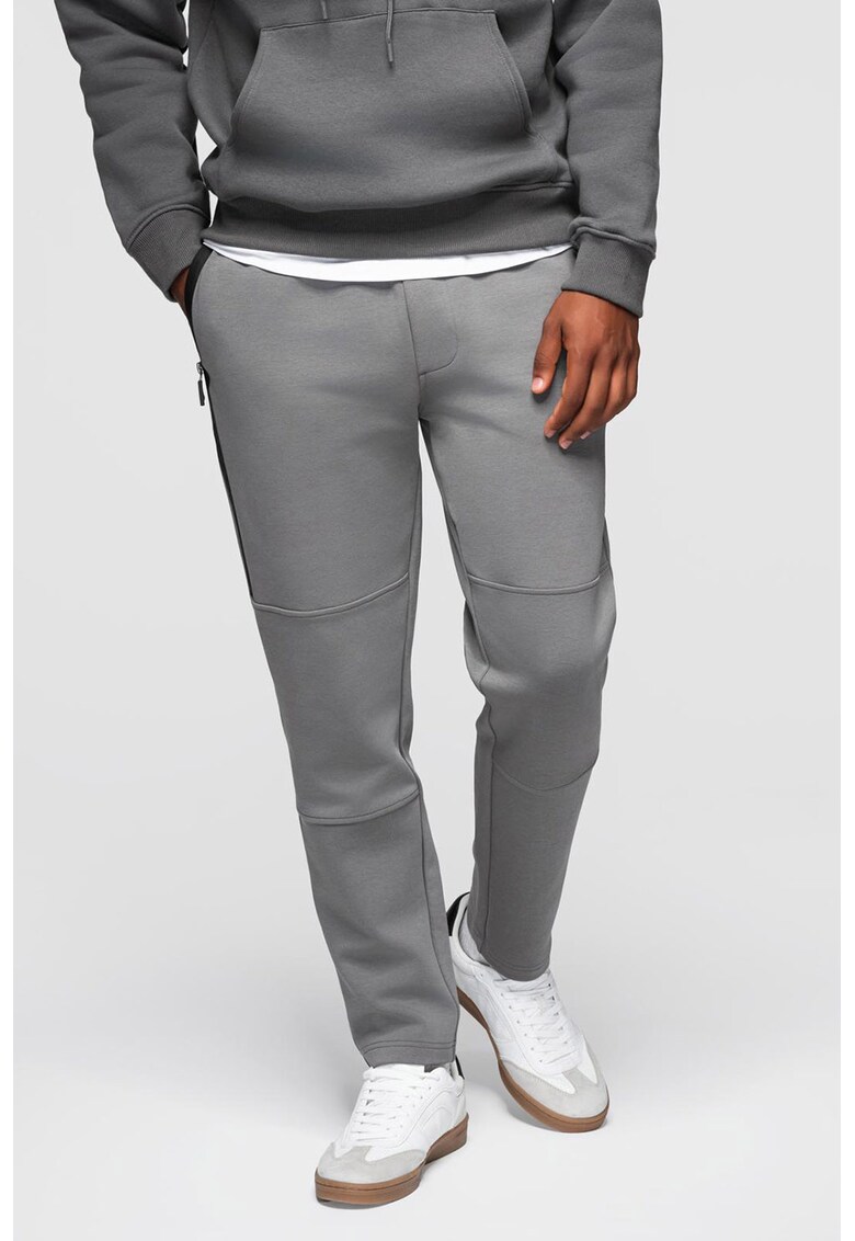 Pantaloni de trening din amestec de bumbac cu snur de ajustare - Gri