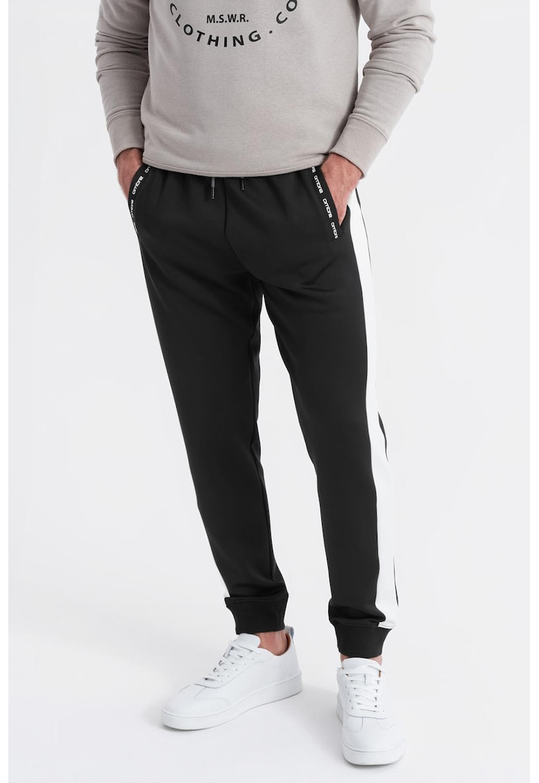 Pantaloni de trening cu segmente laterale contrastante