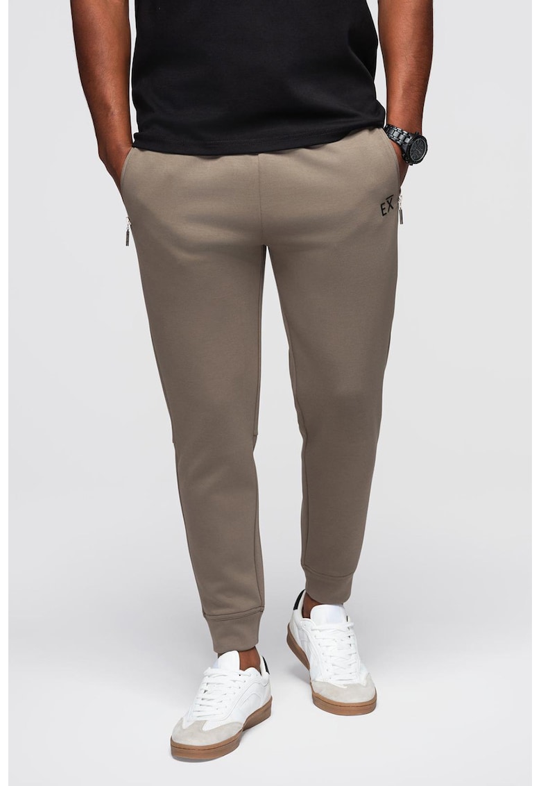 Pantaloni de trening cu buzunare cu fermoar - Maro taupe