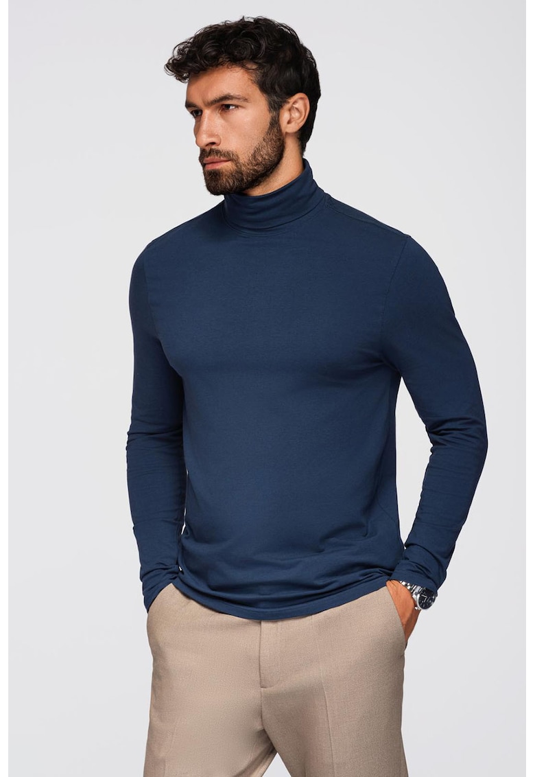 Bluza slim fit cu guler inalt - Bleumarin