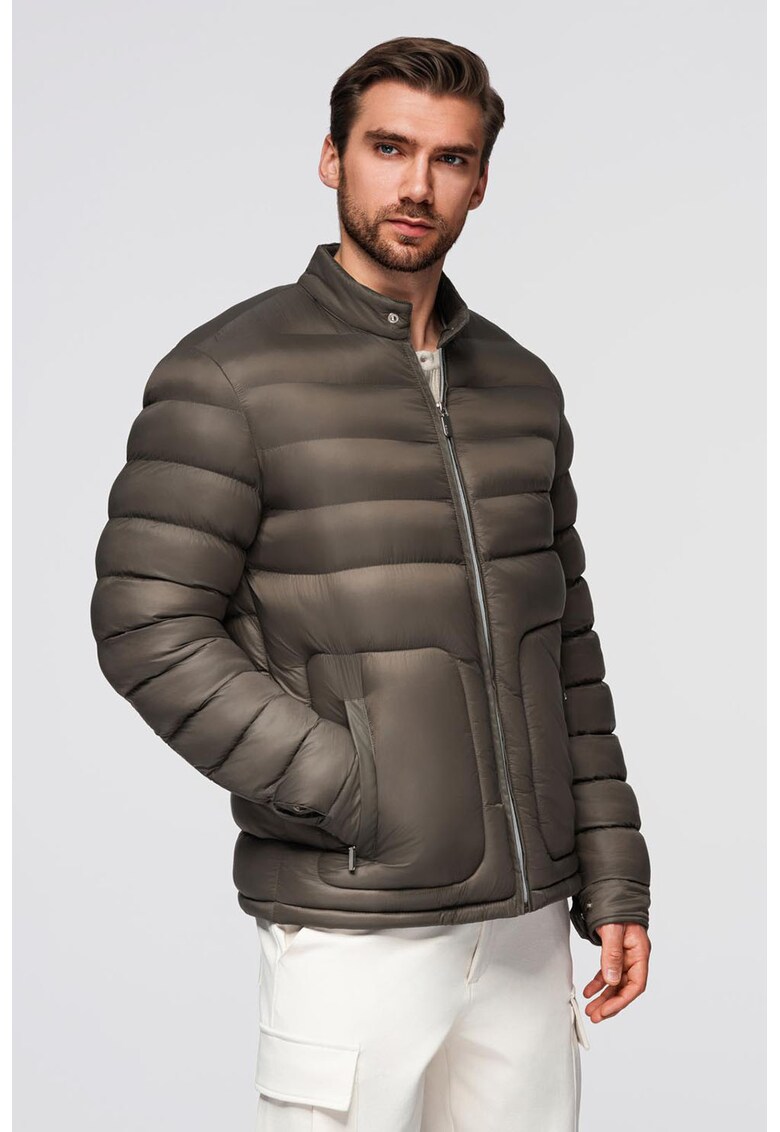 Geaca matlasata cu buzunare cu fermoar - Kaki