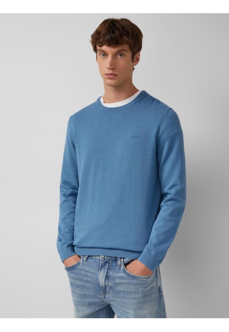 Pulover cu decolteu la baza gatului - Albastru