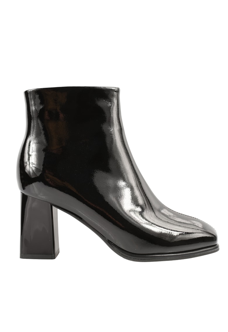 Ghete elegante - dama - 6612-1 negru - piele lacuita - toc