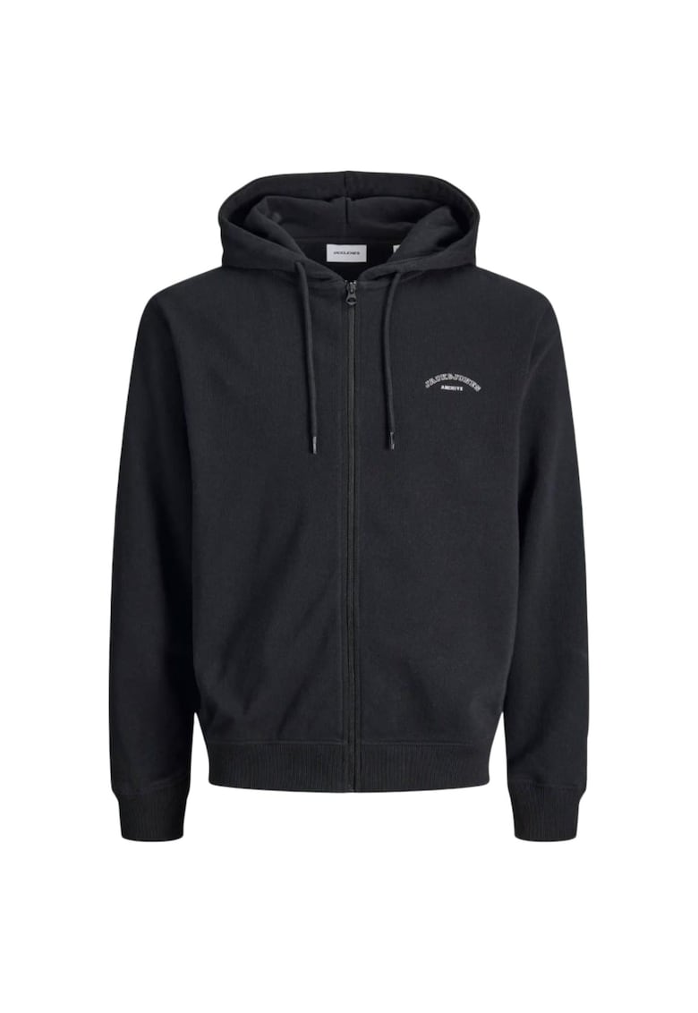 Hanorac JACK &JONES College Logo Zip Hood PLS 53487 - Negru