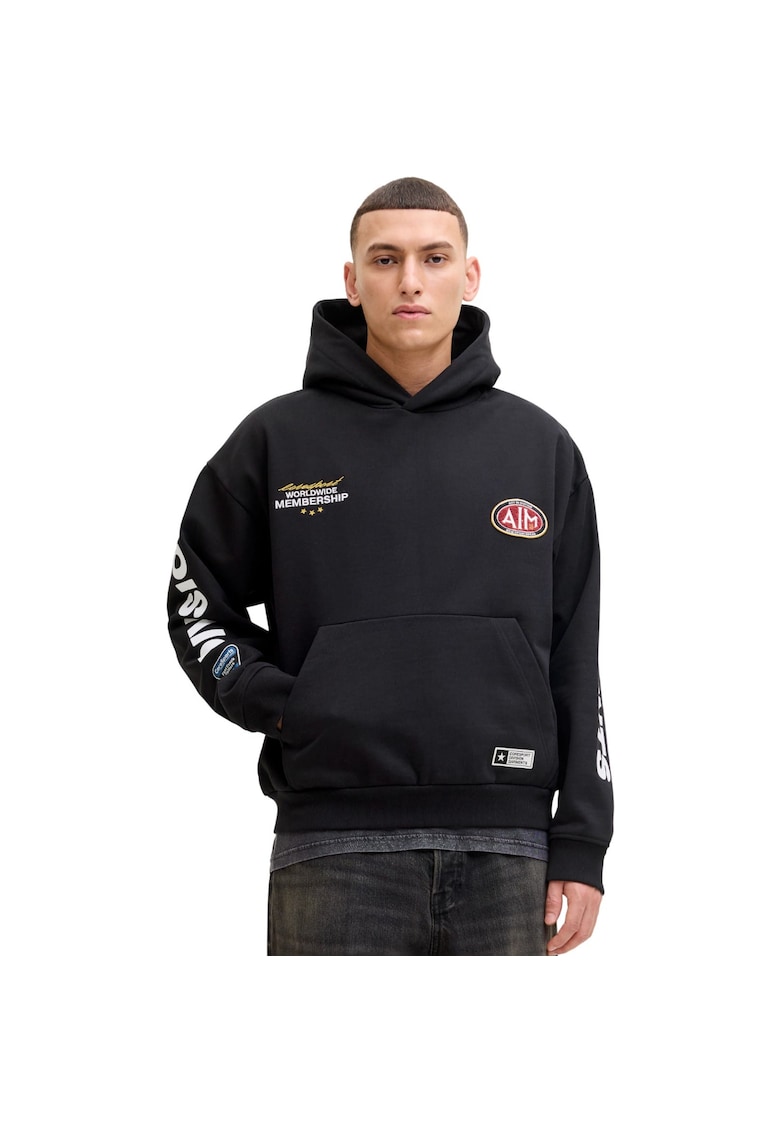 Hanorac JACK &JONES Pulse Printed Hood 53479 - Negru