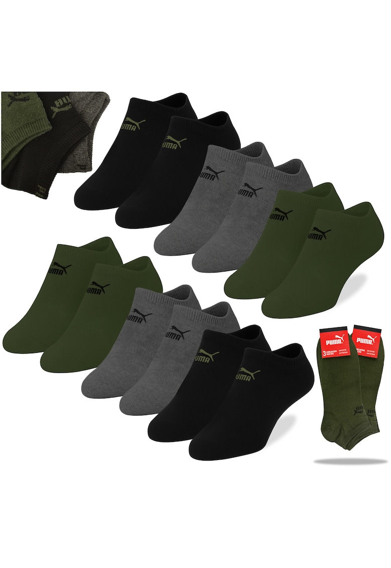 Set 6 Perechi Sosete Barbati Sneaker - Bumbac - Verde Multicolor