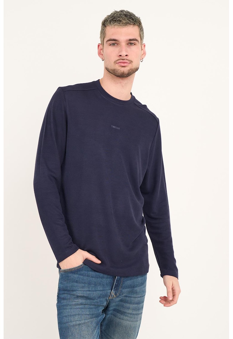 Bluza uni cu decolteu la baza gatului - Bleumarin