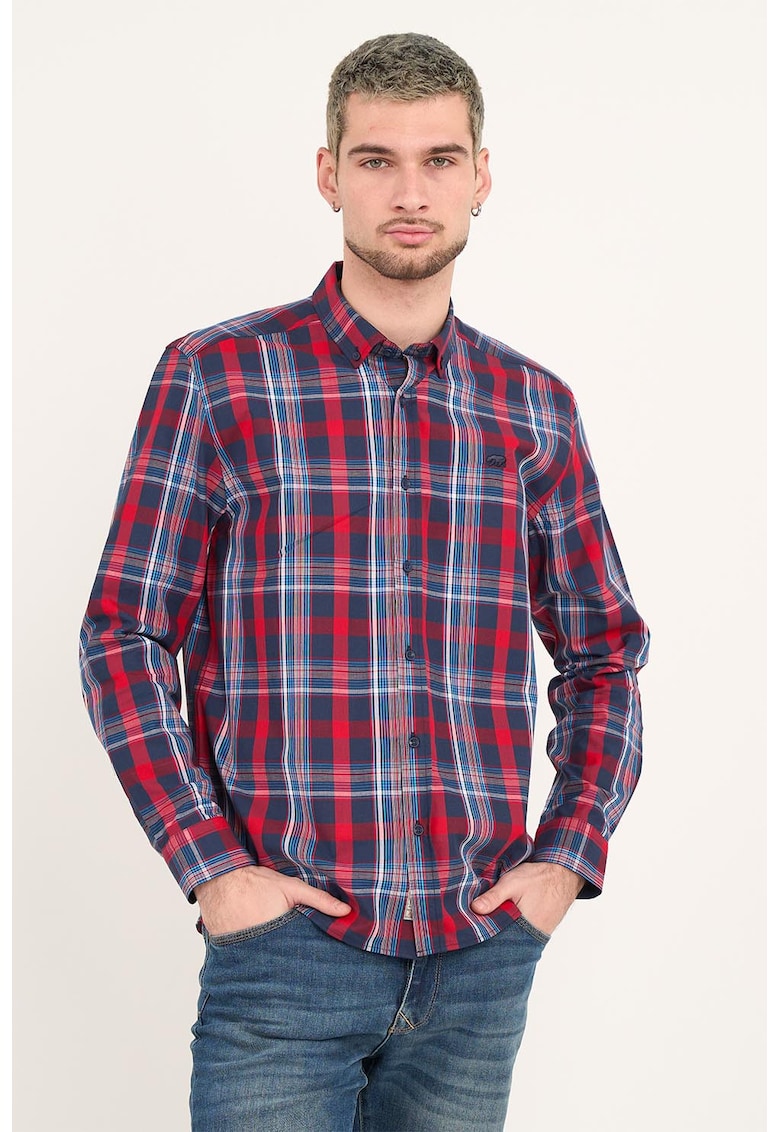 Camasa in carouri cu maneci lungi - Rosu/Bleumarin