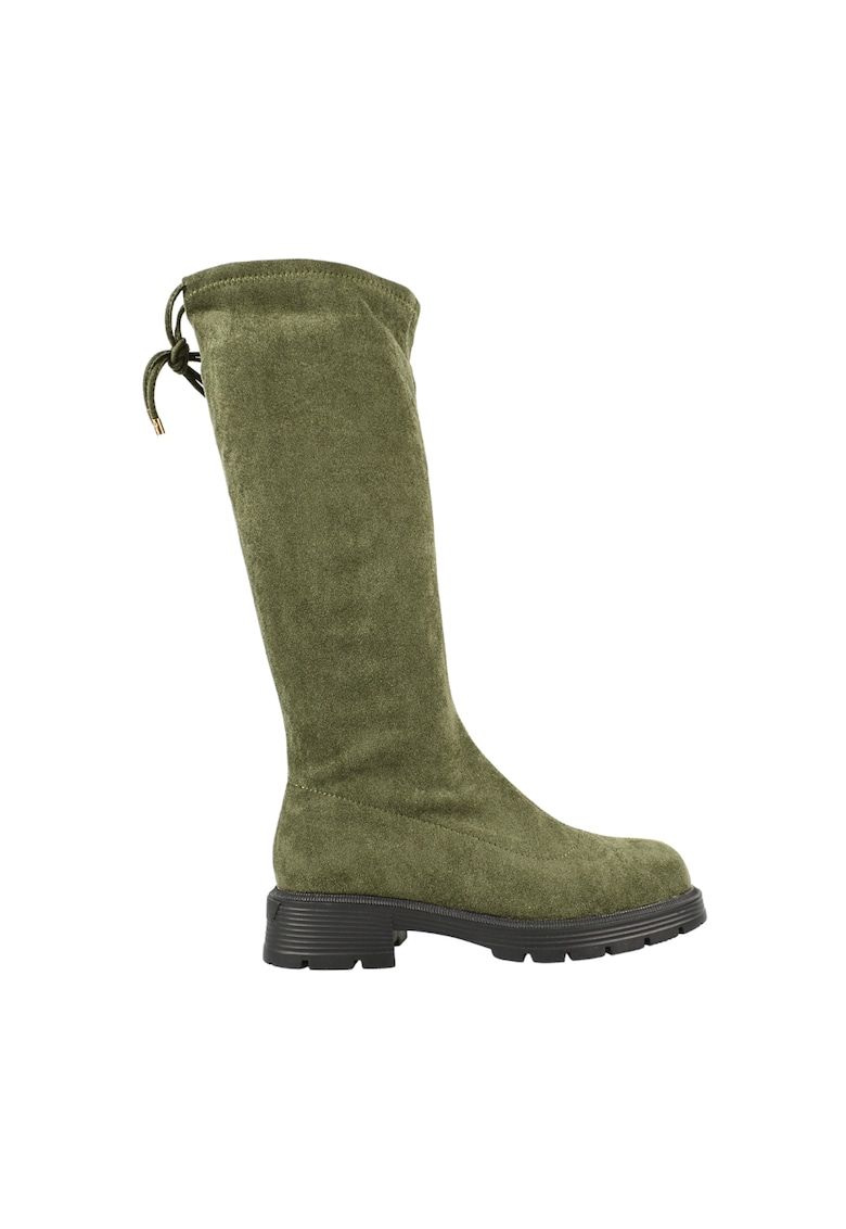 Cizme casual - dama - 3099-5 - verde - piele intoarsa - toc