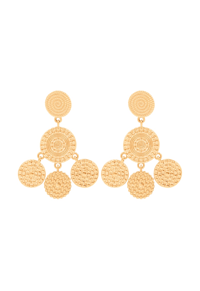 Cercei drop cu elemente multiple si placati cu aur Boho