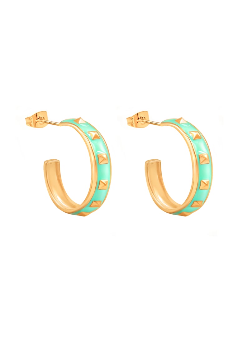 Cercei din alama placati cu aur de 18k si email