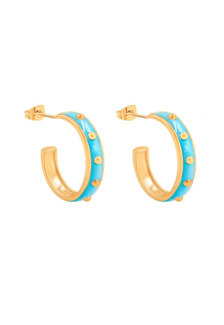 Cercei din alama placati cu aur de 18k si email