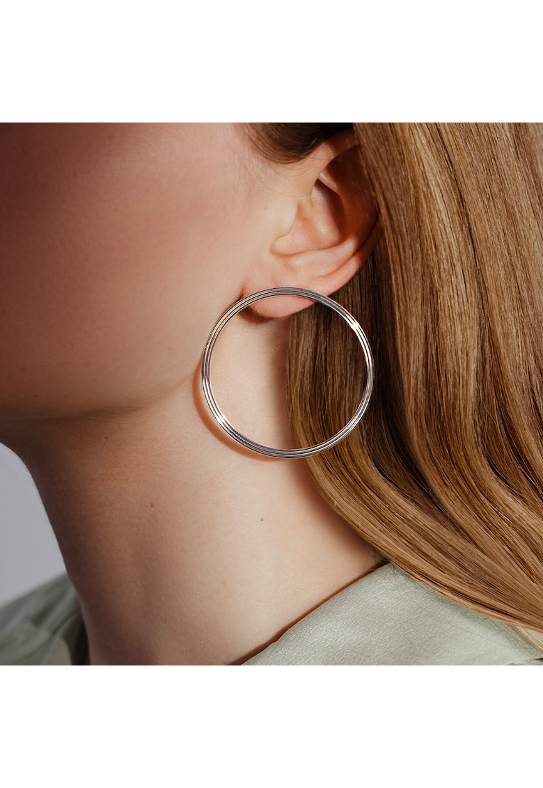 Cercei rotunzi stifturi placati cu argint 925 Etno