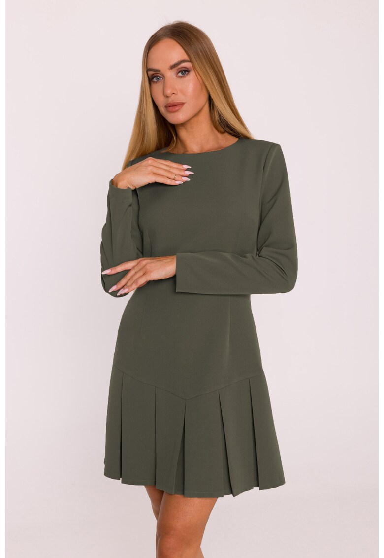 Rochie mini cu maneci buff - maro