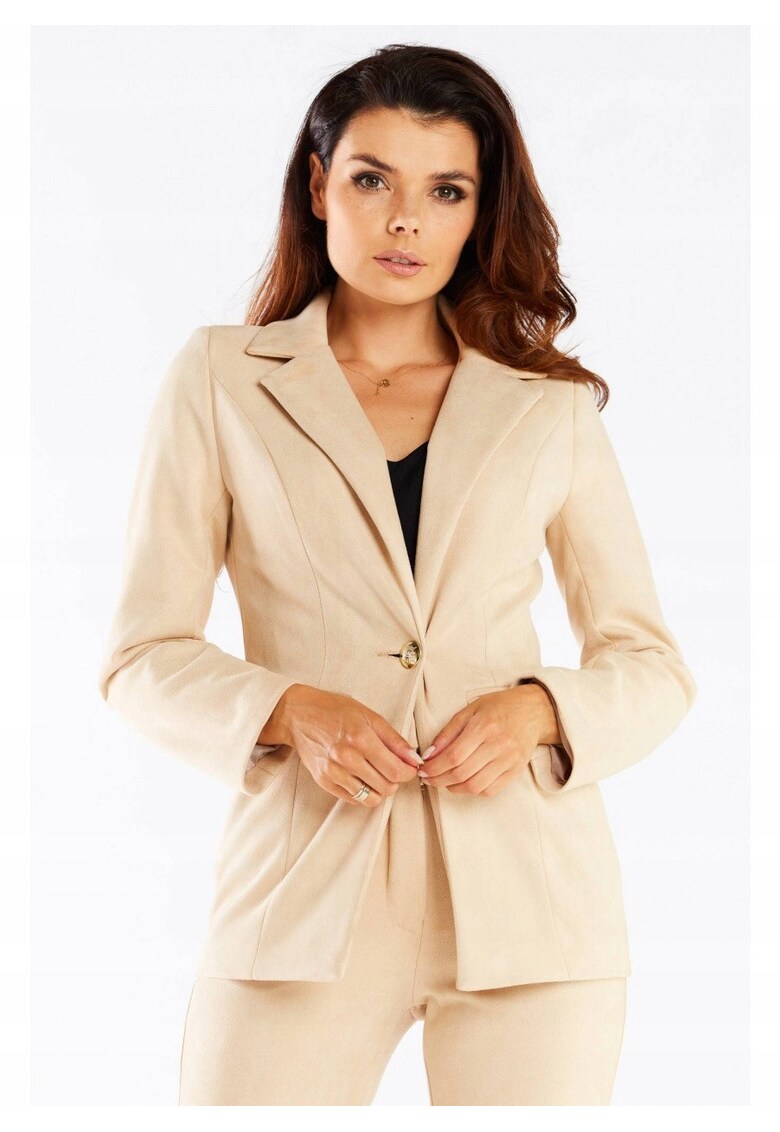 Sacou Dama - Piele Intoarsa - Bej - Bej